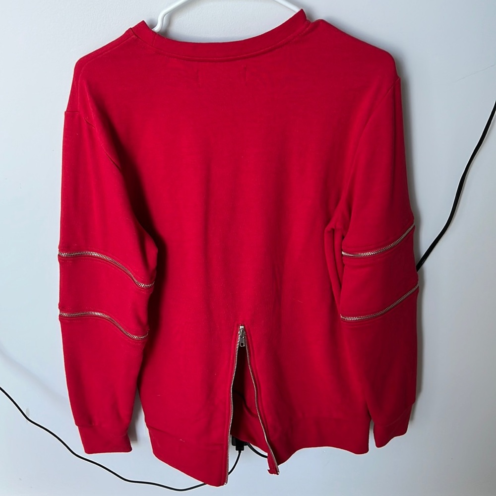 Long red hoodie